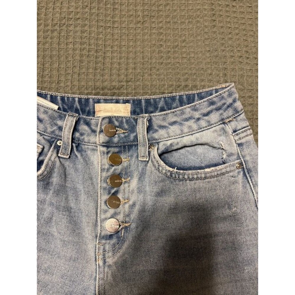 Altar'd State Mica Denim High Rise Wide Leg Distressed Jeans size 25 100% Cotton - Picture 2 of 5